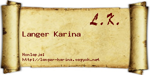Langer Karina névjegykártya